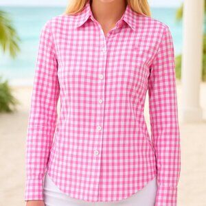Lilly Pulitzer Pink & White Gingham Button Down Shirt – Size 2 (Resort Fit)